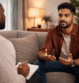 Man speaking during a therapy session