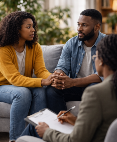 Couples counseling in a modern office